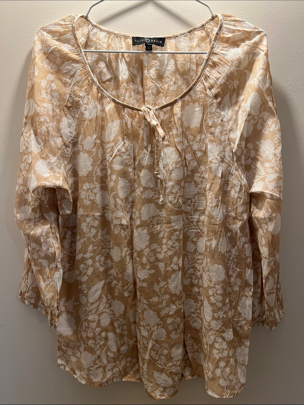 Fred David Cream Floral Tie-Front Tunic on Tan